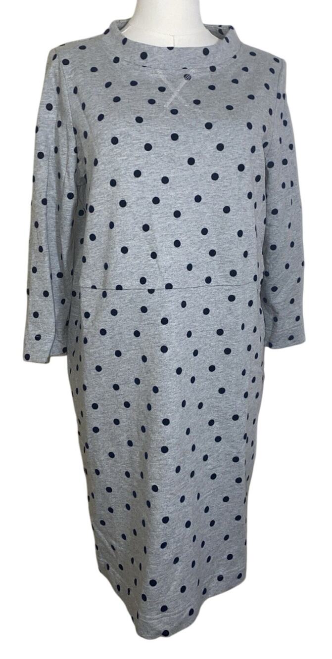Boden gray sweatshirt knit polka dot dress pockets 100% Cotton US 10R